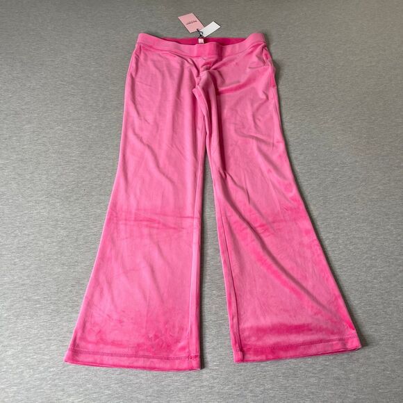 Juicy Couture Velour Hot Pink Rhinestone Logo Flare Sweatpants - Picture 11 of 12